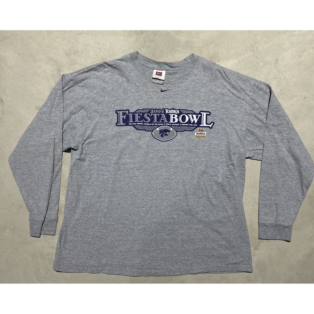 Vintage Nike 2004 Fiesta Bowl Kansas State Wildcat Longsleeve Tee SZ XL Y2K